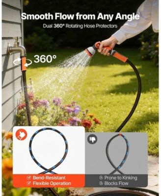 Garden Hose, 200 ft 5/8", Heavy Duty Hose with 10 Mode Nozzle for Gardening