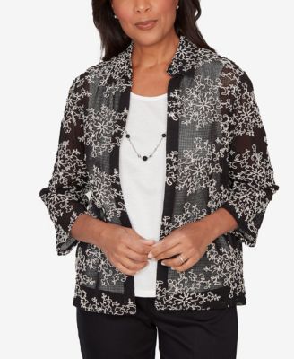 Petite Detail Driven Two-In-One Mesh Soutache Top with Necklace