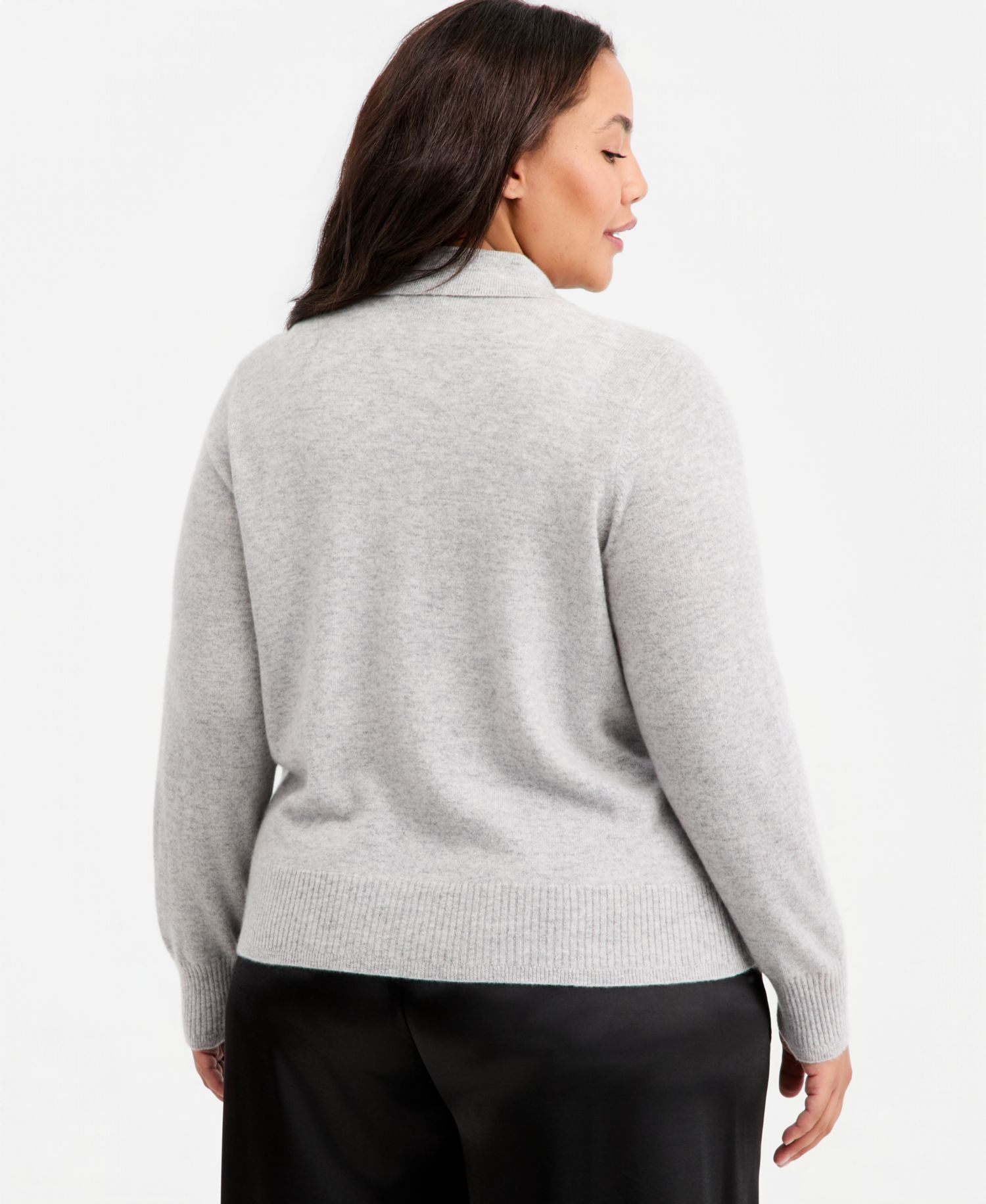 Plus Size 100% Cashmere High-Rib Embellished Cardigan