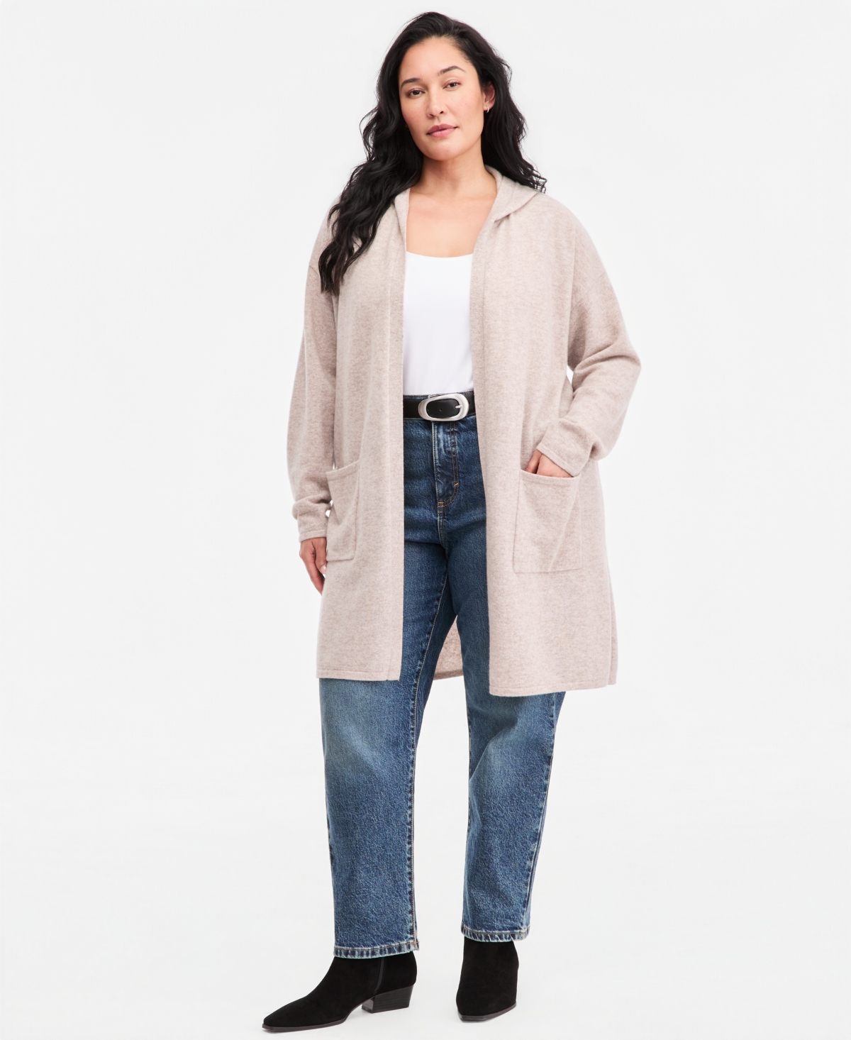 Charter Club Plus Size Hooded 100% Cashmere Cardigan, Macy's Exclusive