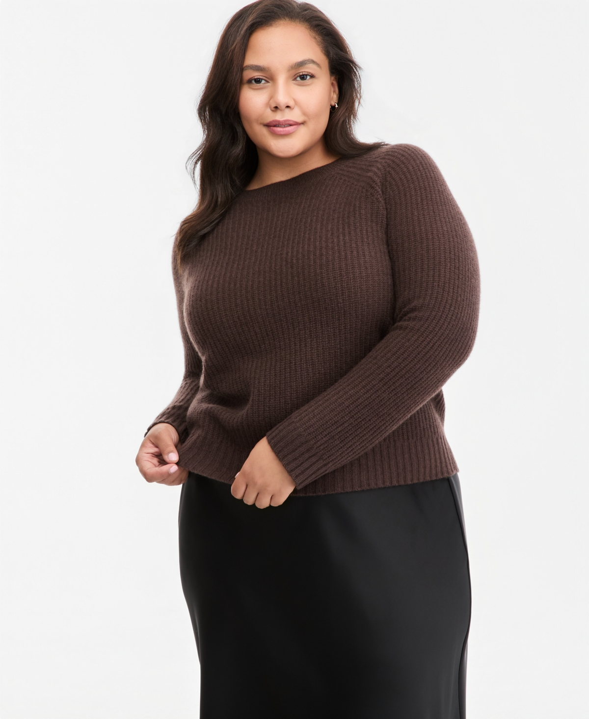 Charter Club Plus Size 100% Cashmere Shaker-Stitched Sweater, Macy's Exclusive