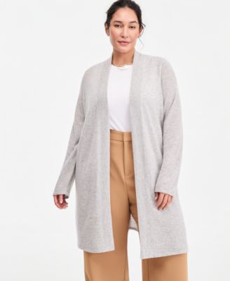 Plus Size 100% Cashmere Open Cardigan