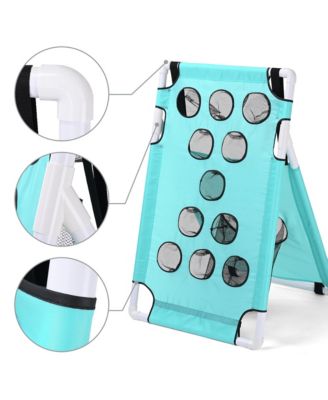 Portable Cornhole Game Set with 12 Holes Lightweight PVC, 8 Balls and 8 Bean Bags for Pool Lawn Yard Beach
