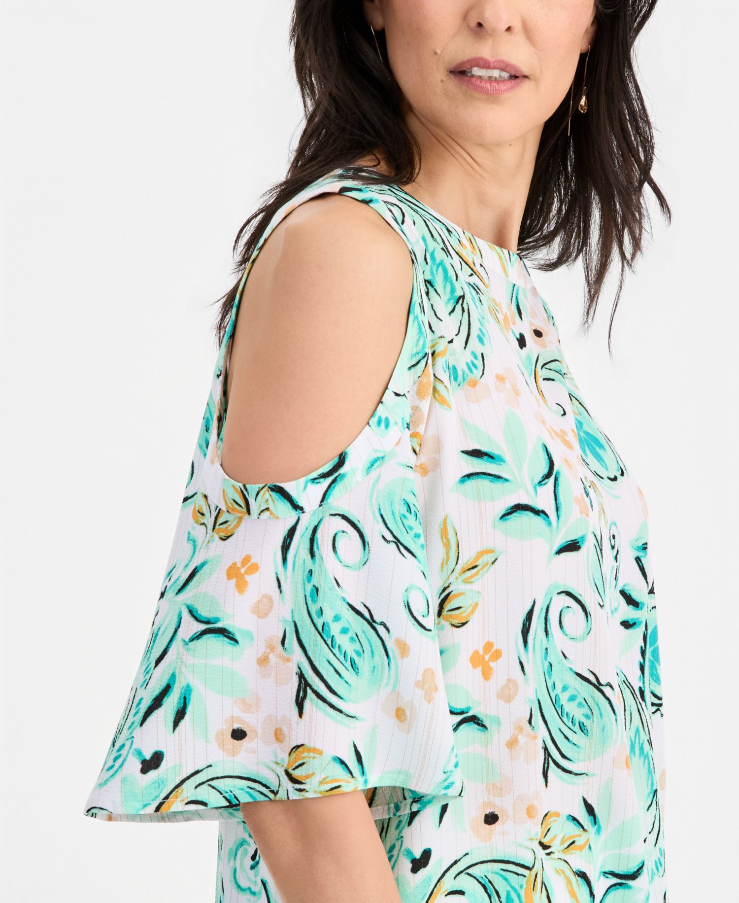 Women's Cold-Shoulder Elbow-Sleeve Top