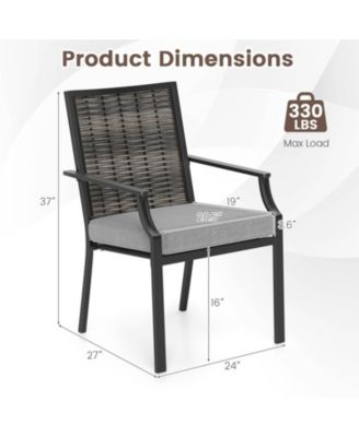 Stackable Wicker Patio Dining Chairs Set of 2 with Removable Cushions