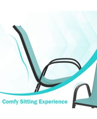 Stackable Patio Dining Chairs Set of 2 with Breathable Fabric Seat