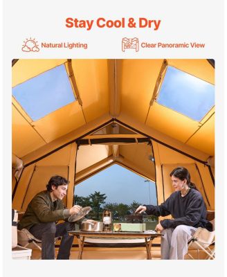 8 to 12 Person Inflatable Glamping Tent with Skylights