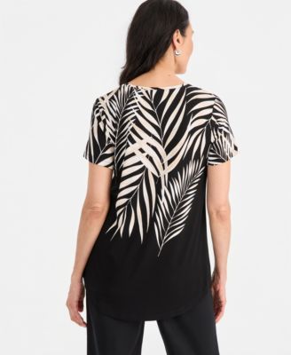 Jm Collection Printed Scoop Neck Short Sleeve Top Tummy Control Pants Macys Exclusive