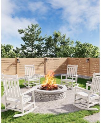 Set of 2 All Weather Outdoor Rocking Chairs - Oversized HDPE Porch Rockers with High Backrest, Sturdy and Comfortable for Adults