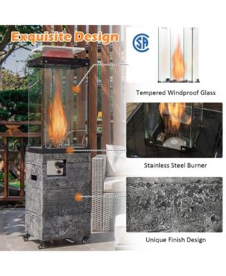 41,000 BTU Propane Patio Heater with Tempered Glass Tube and Lockable Wheels