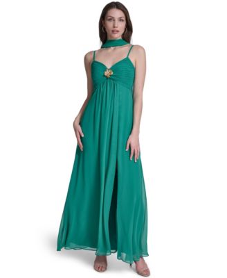 sachin and babi light blue dress Eliza J Women's Sleeveless Halter Neck Floral Print Gown