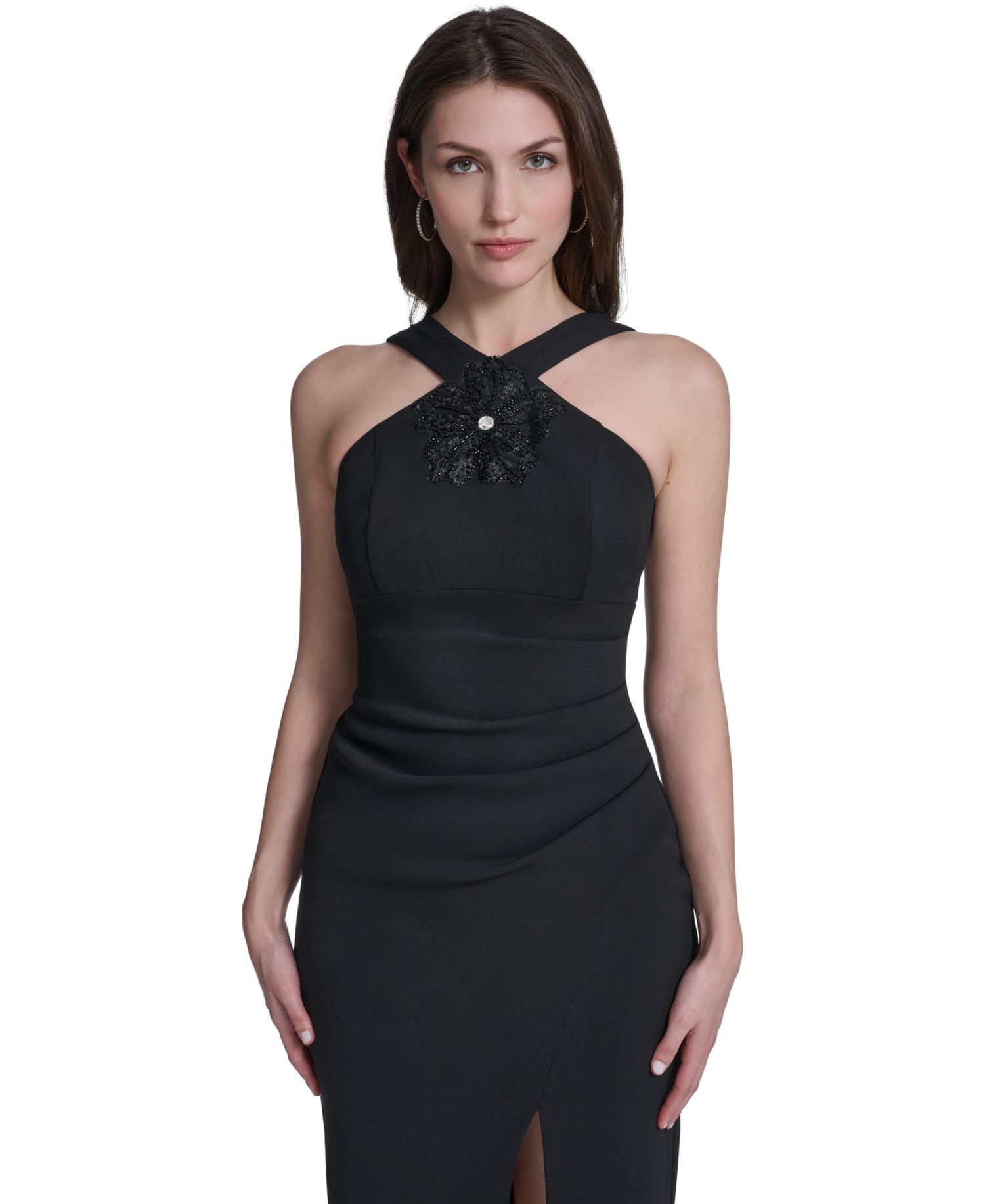 Women's Slit Halter Neck Midi Dress