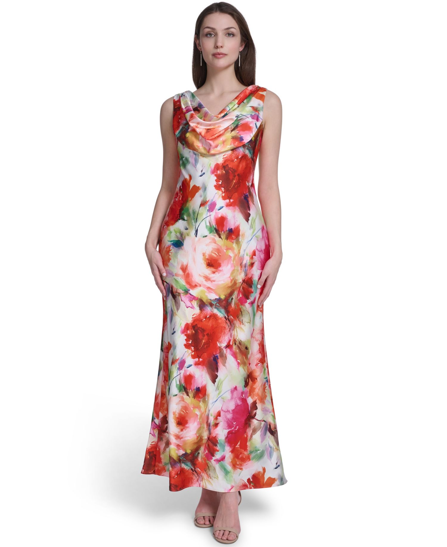 Women's Sleeveless Drape Cowl Neck Gown