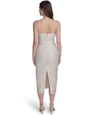 eliza j ivory dress Eliza J Petite Embroidered Belted Dress - Ivory Green