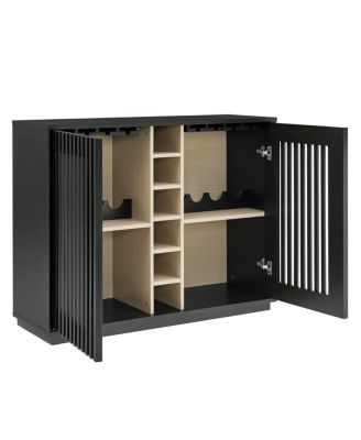 Mid-Century Fluted Liquor Cabinet and Wine Storage