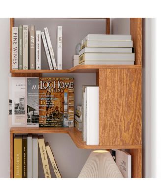 90cm L-Shape 5-Tier Corner Bookshelf with Anti-Tip