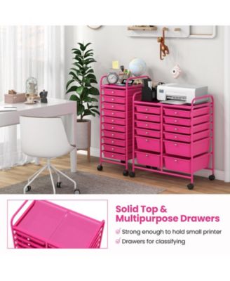 12-Drawer Rolling Storage Cart with Mixed-Size Drawers and Lockable Wheels