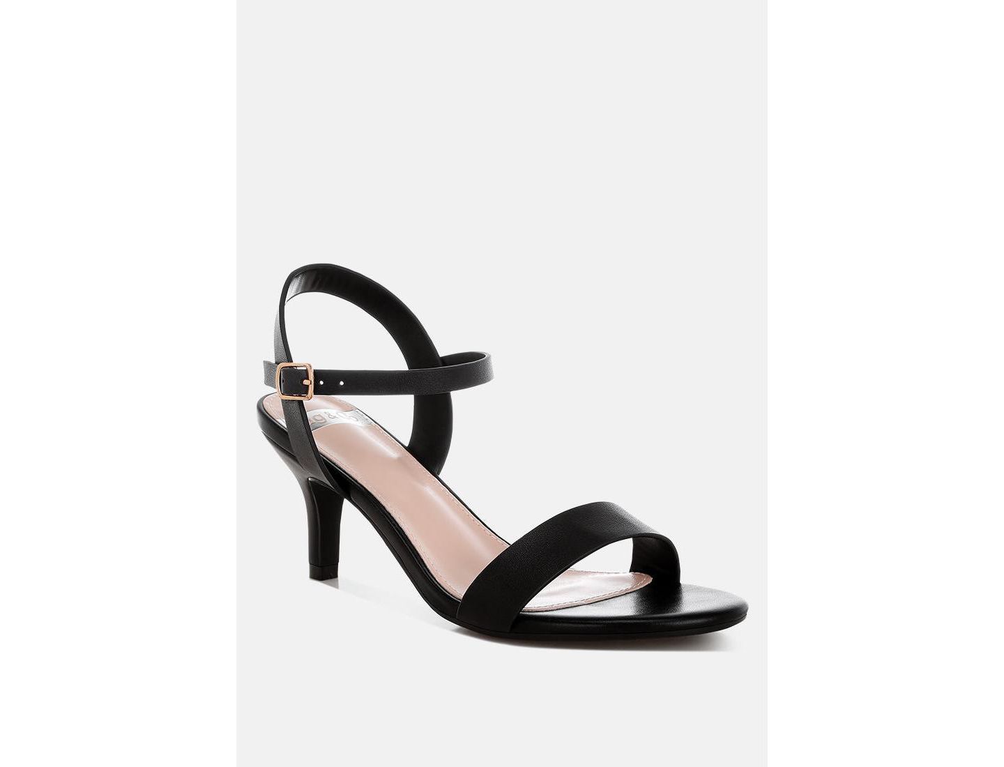 Женские сандалии Rag & Co Tomari Pin Buckle Kitten Heel, цвет: Чёрный кожаный — фото 1