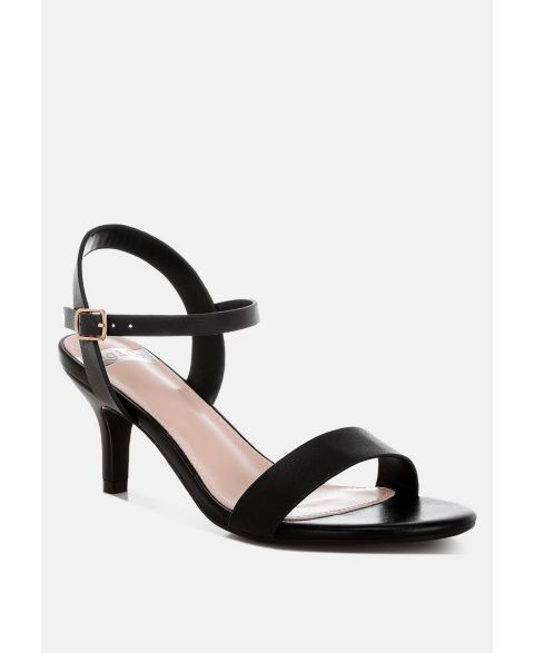 Женские сандалии Rag & Co Tomari Pin Buckle Kitten Heel, цвет: Чёрный кожаный