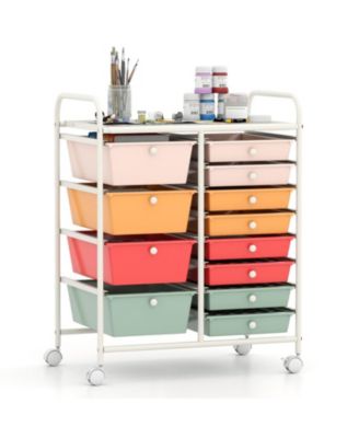 12-Drawer Rolling Organizer Cart with 4 Large and 8 Medium PP Drawers