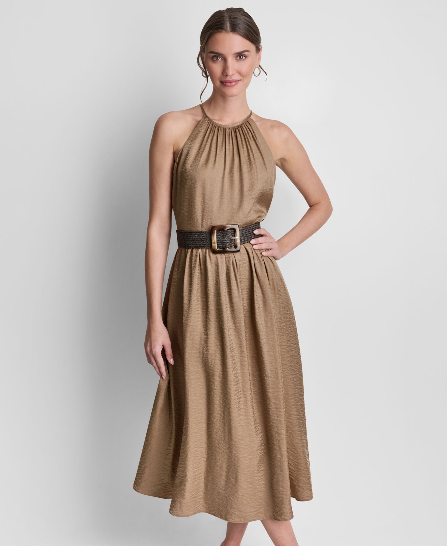 Women's Sleeveless Halter Midi Dress