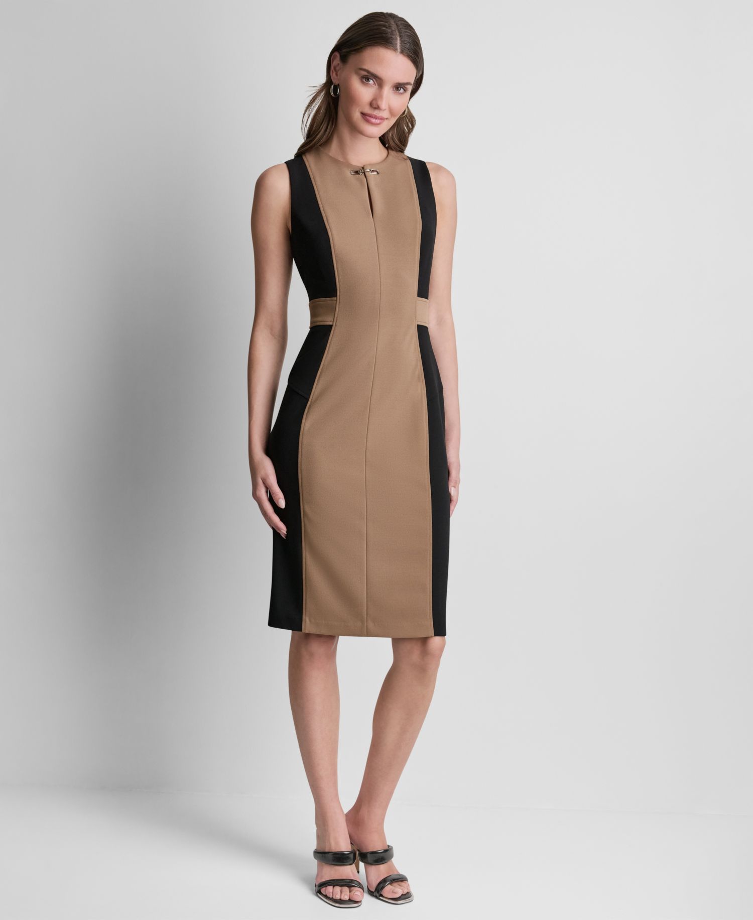 Women's Sleeveless Jewel Neck Sheath Dress