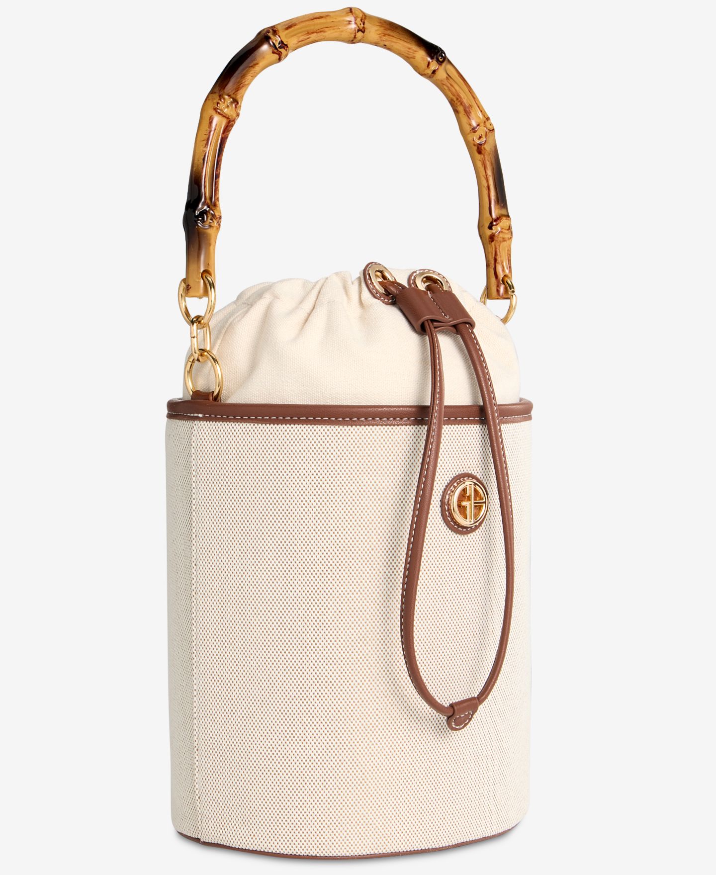 Женская сумка Giani Bernini Linen Bamboo Handle Bucket, цвет: Натуральный — фото 3
