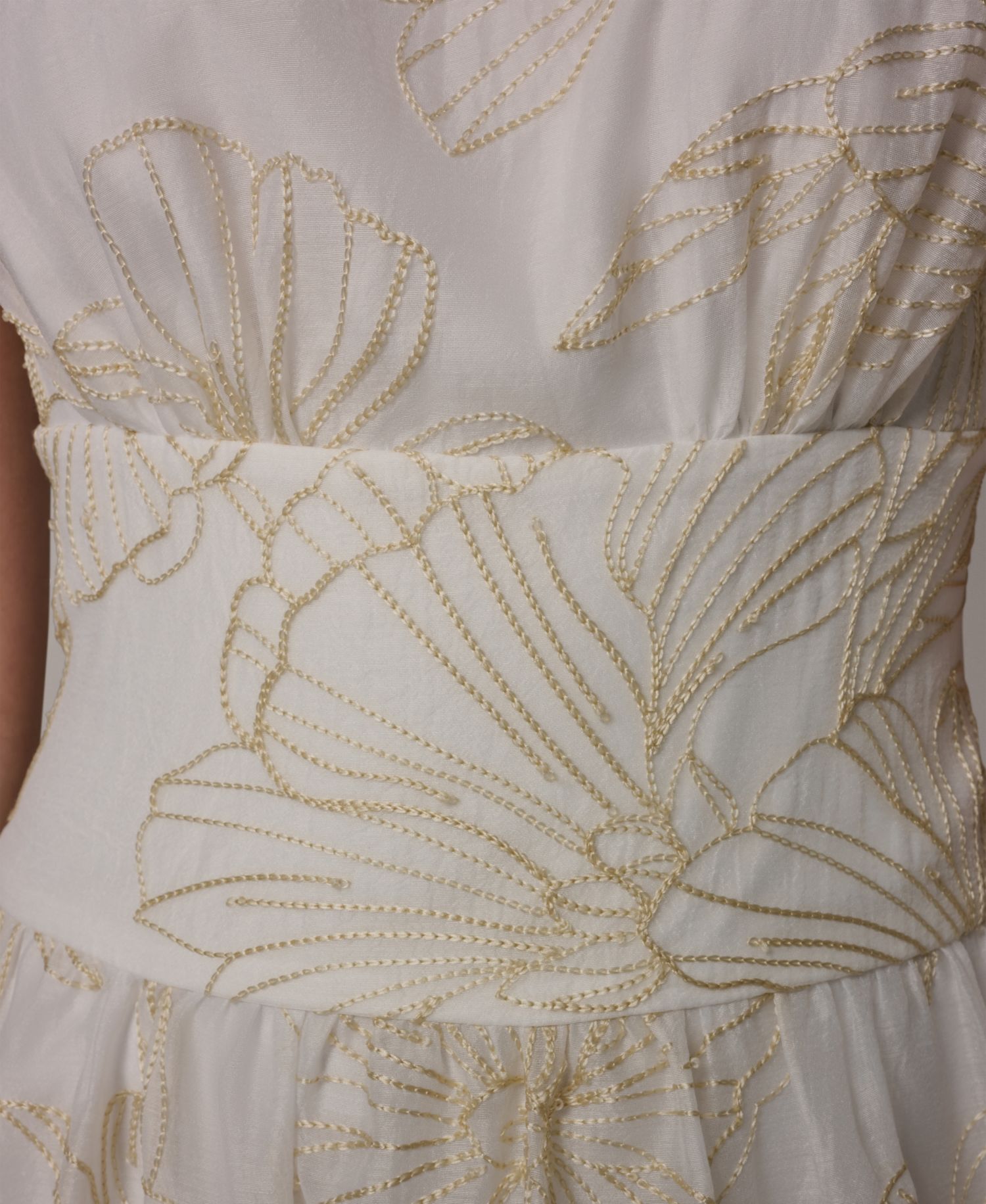 Women's Crewneck A-Line Embroidered Midi Dress