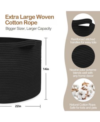 Rope Blanket Basket Storage Bin Organizer Wicker Box 88L Gift Basket