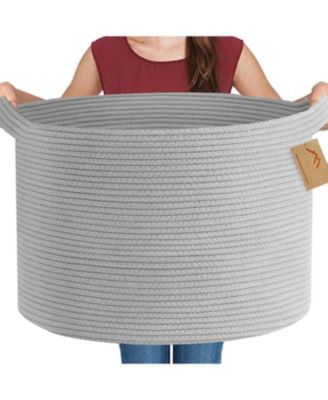 Rope Blanket Basket Storage Bin Organizer Wicker Box 88L Gift Basket