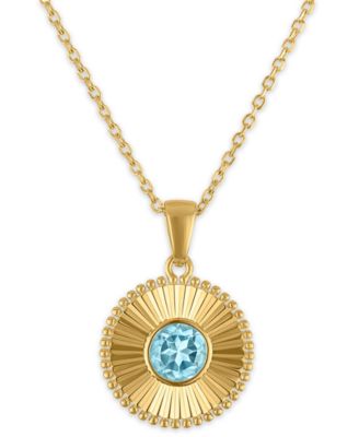 Swiss Blue Topaz (3/8 ct. t.w.) Diamond Cut Round Pendant Necklace in 14k Yellow Gold (Also Available in Amethyst)
