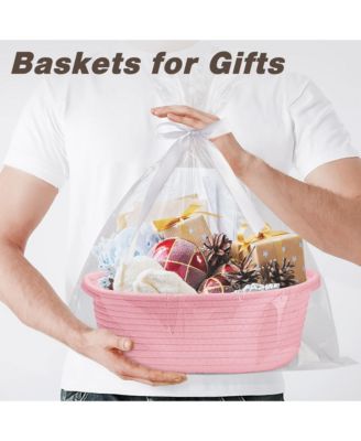 Woven Basket Gift Storage Rope Handles