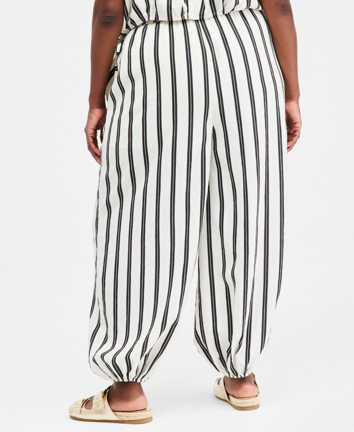 Trendy Plus Size Emma Striped Balloon-Leg Pants