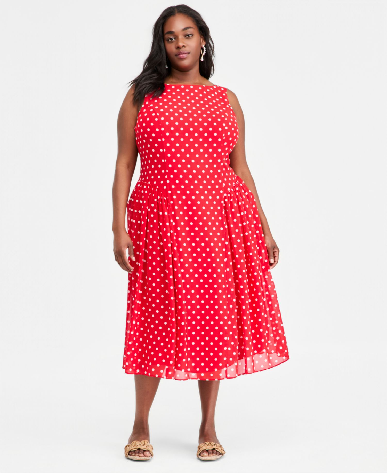 Plus Size Drop-Waist Midi Dress