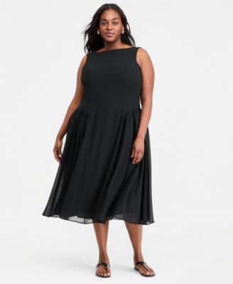 Trendy Plus Size Drop-Waist Midi Dress