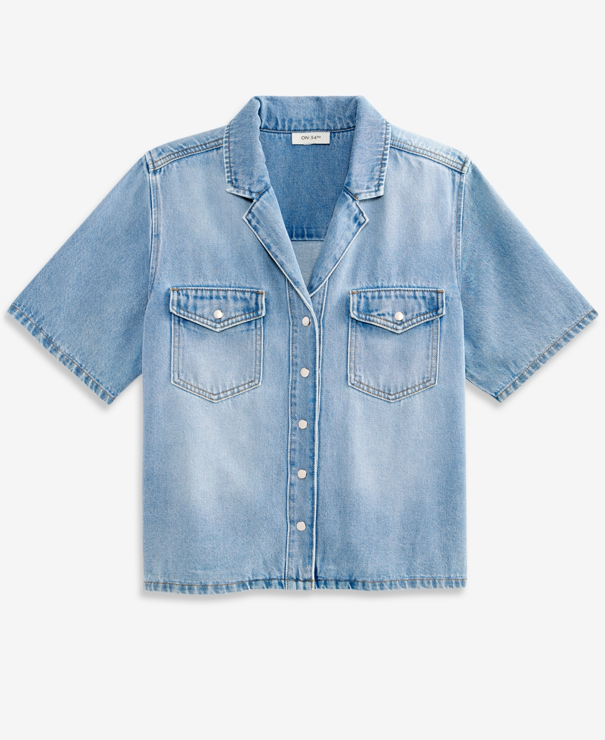 On 34th Women's Soft Denim Button-Front Short-Sleeve Shirt, Macy's Exclusive