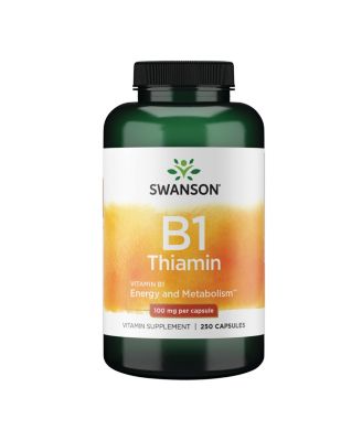 Vitamin B1 Thiamin Supplement for Healthy Metabolism and Energy Support - Supports Nerve Cell Function - 250 Capsules, 100 mg Each