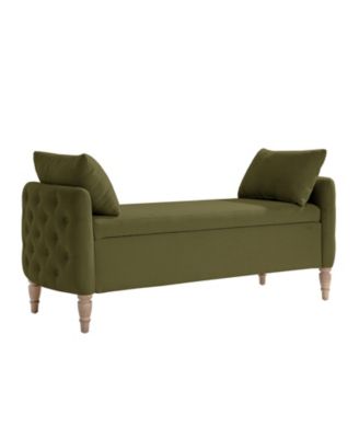 Aristides Farmhouse 59"W Flip Top Storage Bench With Two Pillows and Solid Wood Legs