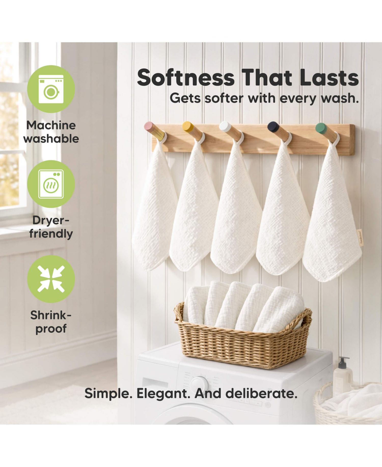 10-Pack Lyra Muslin Baby Washcloths, Soft Absorbent Cotton Muslin Wash Cloths, Burp Rags, Face Cloth Towel