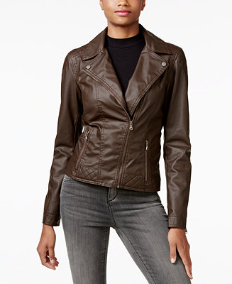 Celebrity Pink Juniors' Faux-Leather Moto Jacket - Coats - Women - Macy's