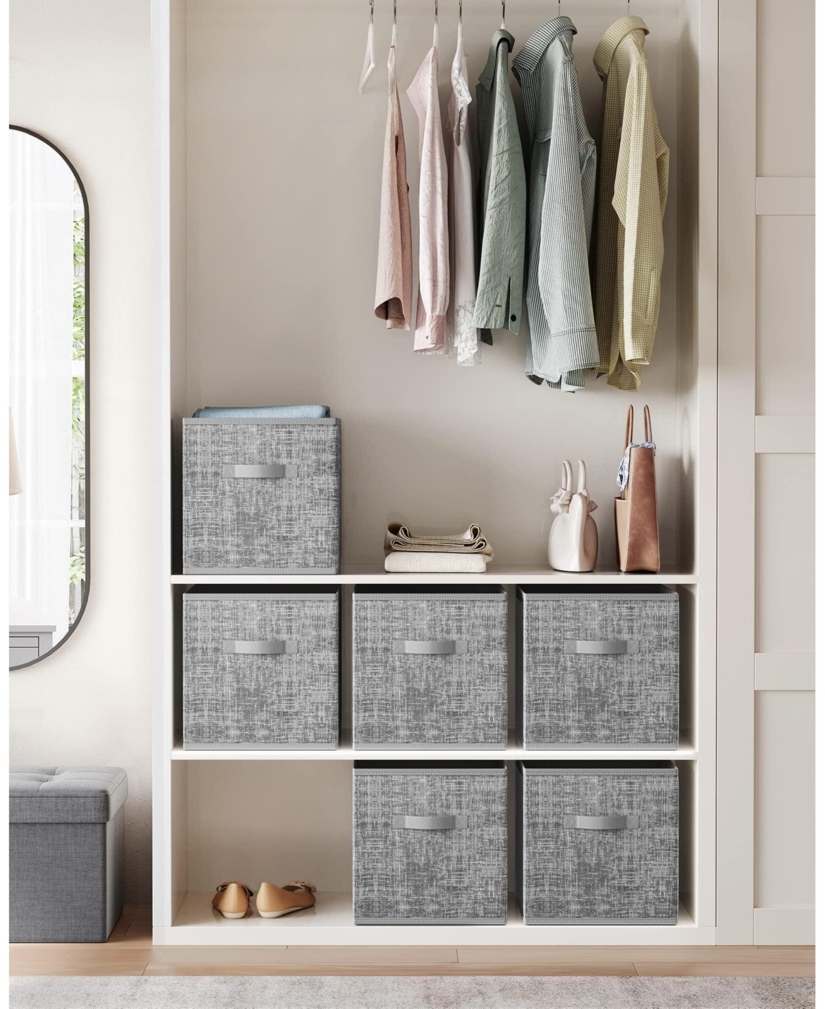 Gnuadz 6Pieces Storage Cubes Fabric Bins Closet Organizers Foldable