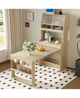 Multifunctional Buffet Hutch with Foldable Dining Table