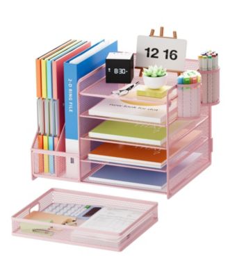 Desk Organizer File Holder 5-Tier Letter Tray Pen Mesh Storage