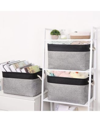 3pack Storage Bins Canvas Basket Organizer with Handles Gift Basket