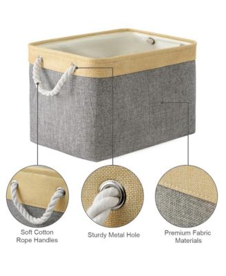 3pack Storage Bins Canvas Basket Organizer with Handles Gift Basket