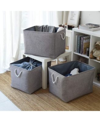 3pack Storage Bins Canvas Basket Organizer with Handles Gift Basket