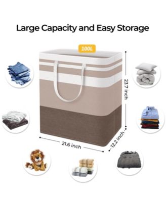 2PC Laundry Hamper Waterproof Collapsible Tall Clothes With Handles Gift Basket