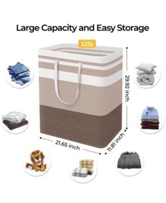 2PC Laundry Hamper Waterproof Collapsible Tall Clothes With Handles Gift Basket