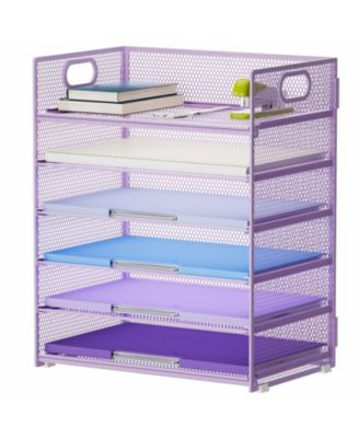 6 Tier Mesh Desk File Sorter With Handle