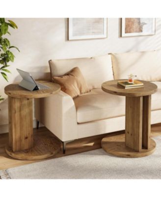 Farmhouse End Table for Living Room, Bedroom, Easy Assembly